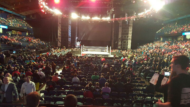 Currently at Monday Night Raw in amazing seats with <a href="/nightcandy/">Five Night At Candy's</a>! #WWEChicago #RAWChicago
