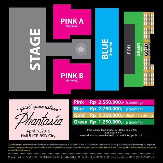 KoreanUpdates's tweet photo. The Stage layout and ticket price for GIRLS' GENERATION 4th TOUR-Phantasia in JAKARTA https://t.co/oM1Bnsc5we