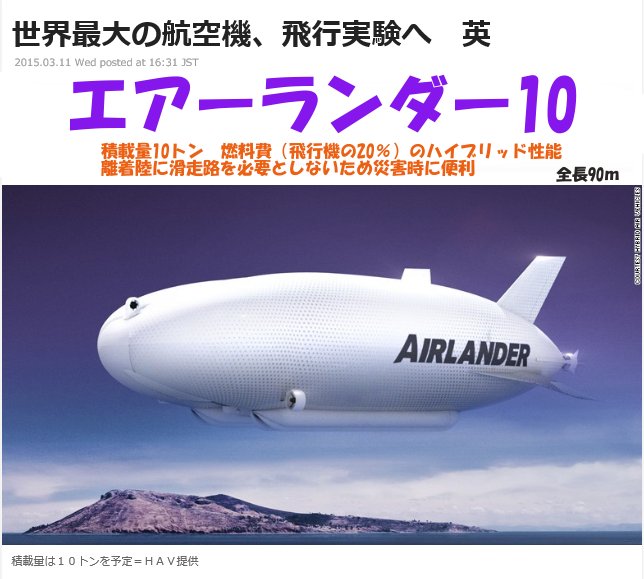 Tweet 迫力映像 世界最大の航空機が初飛行 全長９２メートル エアランダー１０ Naver まとめ