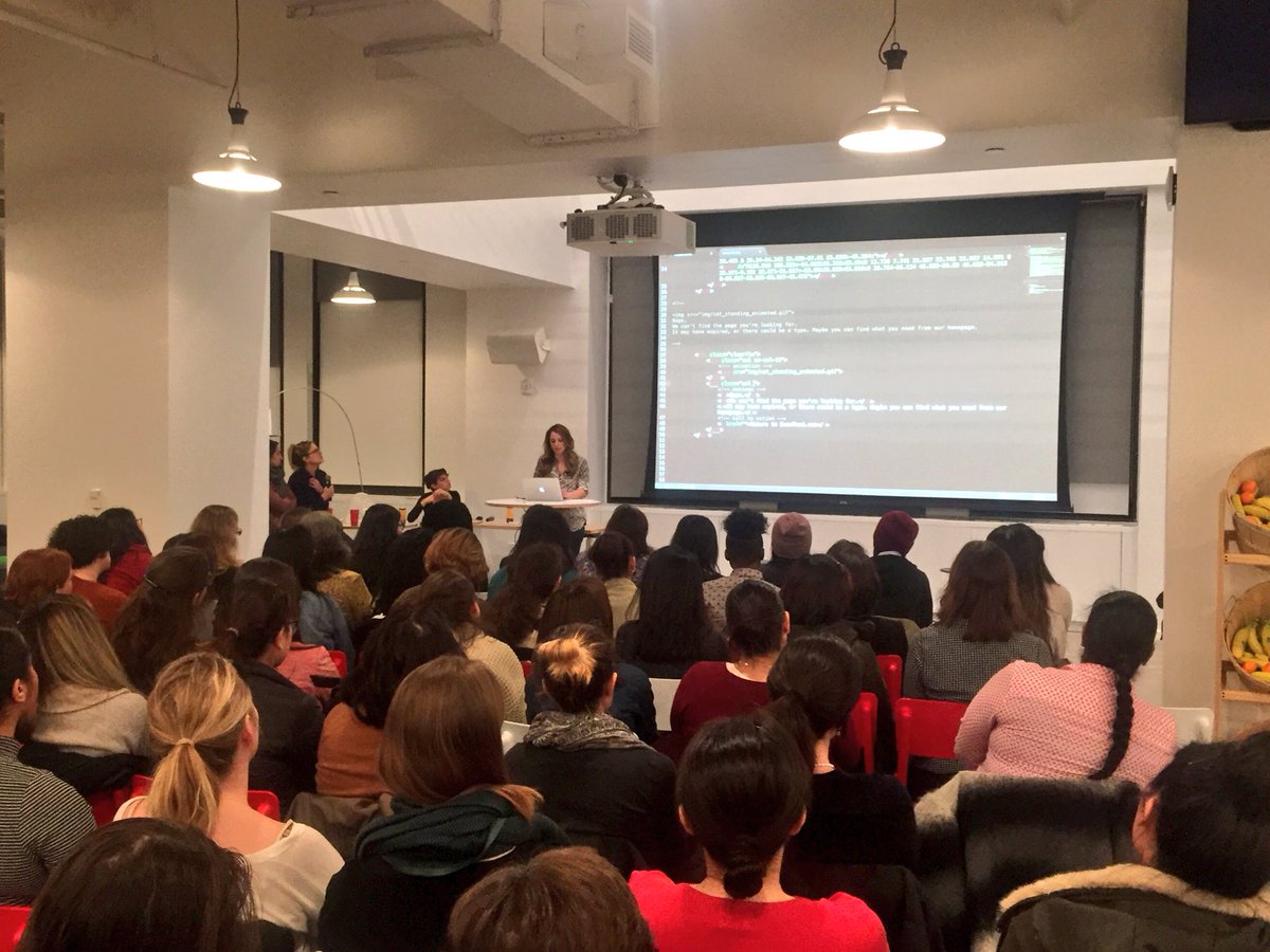 BuzzFeedProduct's tweet photo. “We’ll do it live!” @LindseyMaratta sketches out our 404 page in real time, using Solid CSS @WomenWhoCodeNYC: https://t.co/DZqBMHsl4E