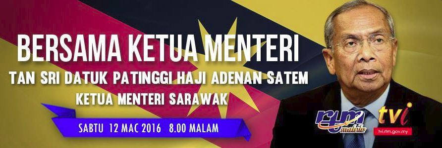 RTM_Malaysia's tweet photo. Nantikan bual bicara @sayedmunawar bersama TS Datuk Patinggi Haji Adenan Satem, 12 Mac ini, 8mlm di @TVi180 https://t.co/I8uGe0htAY