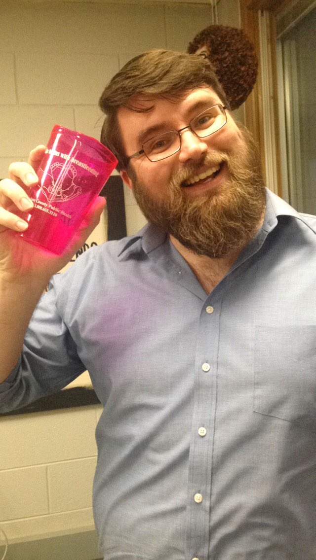 WeHeartCart's tweet photo. UPDATE: Cart poses with a remainder of April's broken tumbler #savage https://t.co/rzllpwKn5M