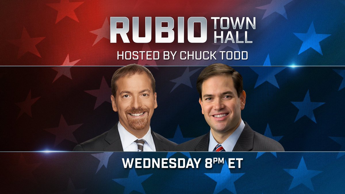 MSNOWNews's tweet photo. .@chucktodd moderates a town hall with @marcorubio this Wednesday on @MSNBC. https://t.co/c2rA6ESW3w