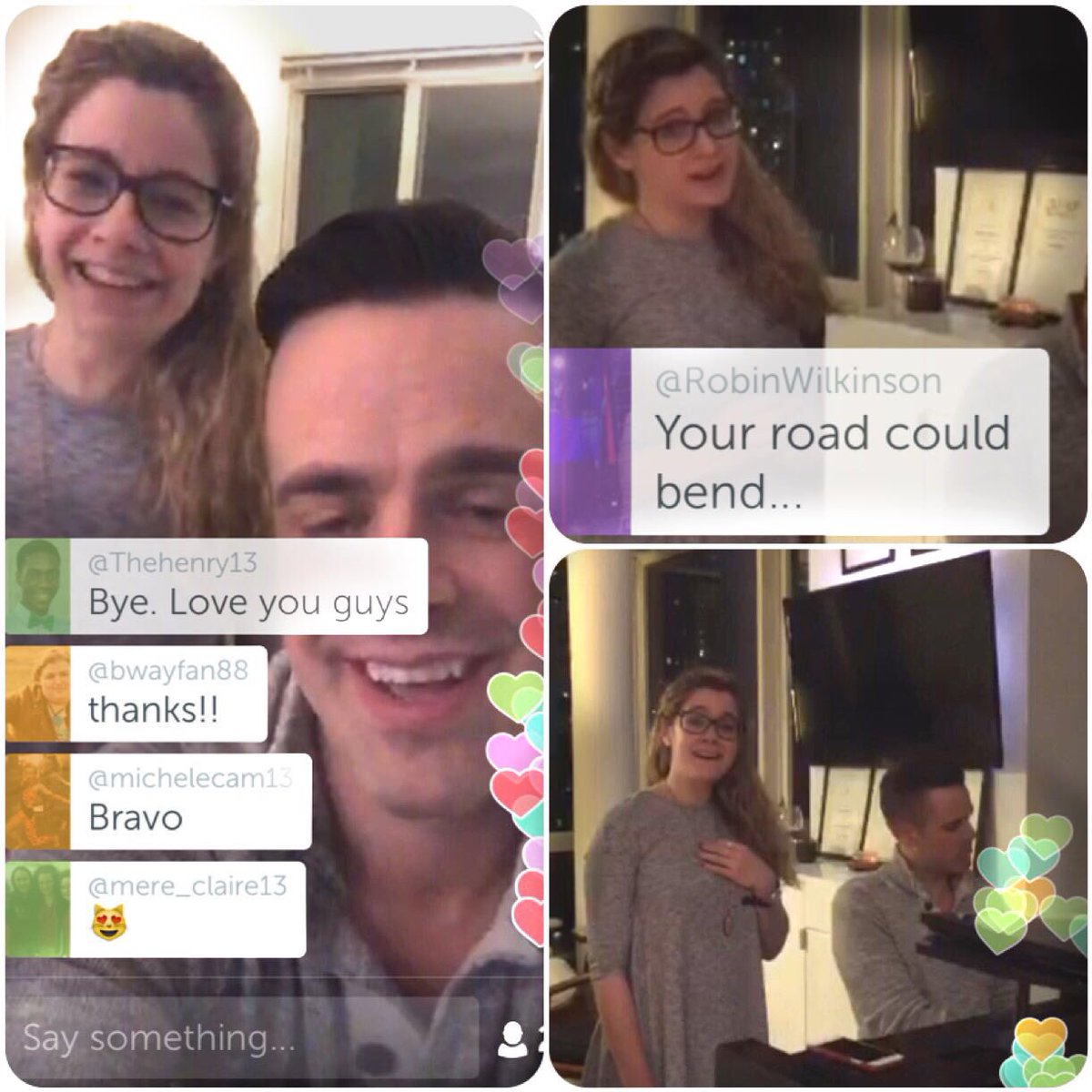 RobinWilkinson's tweet photo. @JennaPasqua Jenna, you were wonderful on @MichaelJMoritz Periscope. He is the best pianist! Loved lyric road...bend https://t.co/OF09rZ9Hb2