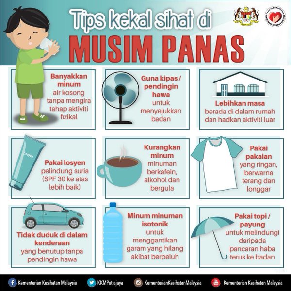 relamalaysia's tweet photo. Cuaca panas mnybabkan ksihatan trjejas. Ktahui tip sihat pd musim panas. @KDNPUTRAJAYA (Sumber : @KKMPutrajaya ) https://t.co/QdNclph1il