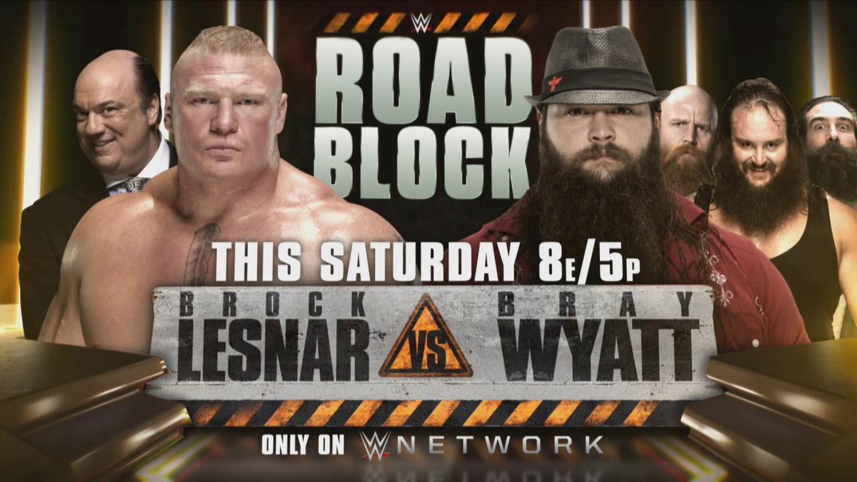 WWE (@wwe) on Twitter photo The #EaterOfWorlds vs. The #BeastIncarnate THIS SATURDAY at #WWERoadblock, only on <a href="/WWENetwork/">WWE Network</a>! <a href="/BrockLesnar/">Brock Lesnar</a> The #EaterOfWorlds vs. The #BeastIncarnate THIS SATURDAY at #WWERoadblock, only on <a href="/WWENetwork/">WWE Network</a>! <a href="/BrockLesnar/">Brock Lesnar</a>
