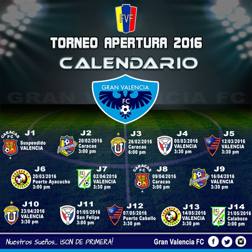 GranValenciaFC's tweet photo. #SegundaDivisión | Repasa nuestro calendario de juegos del #TorneoApertura2016. https://t.co/cVbr4eFqJK