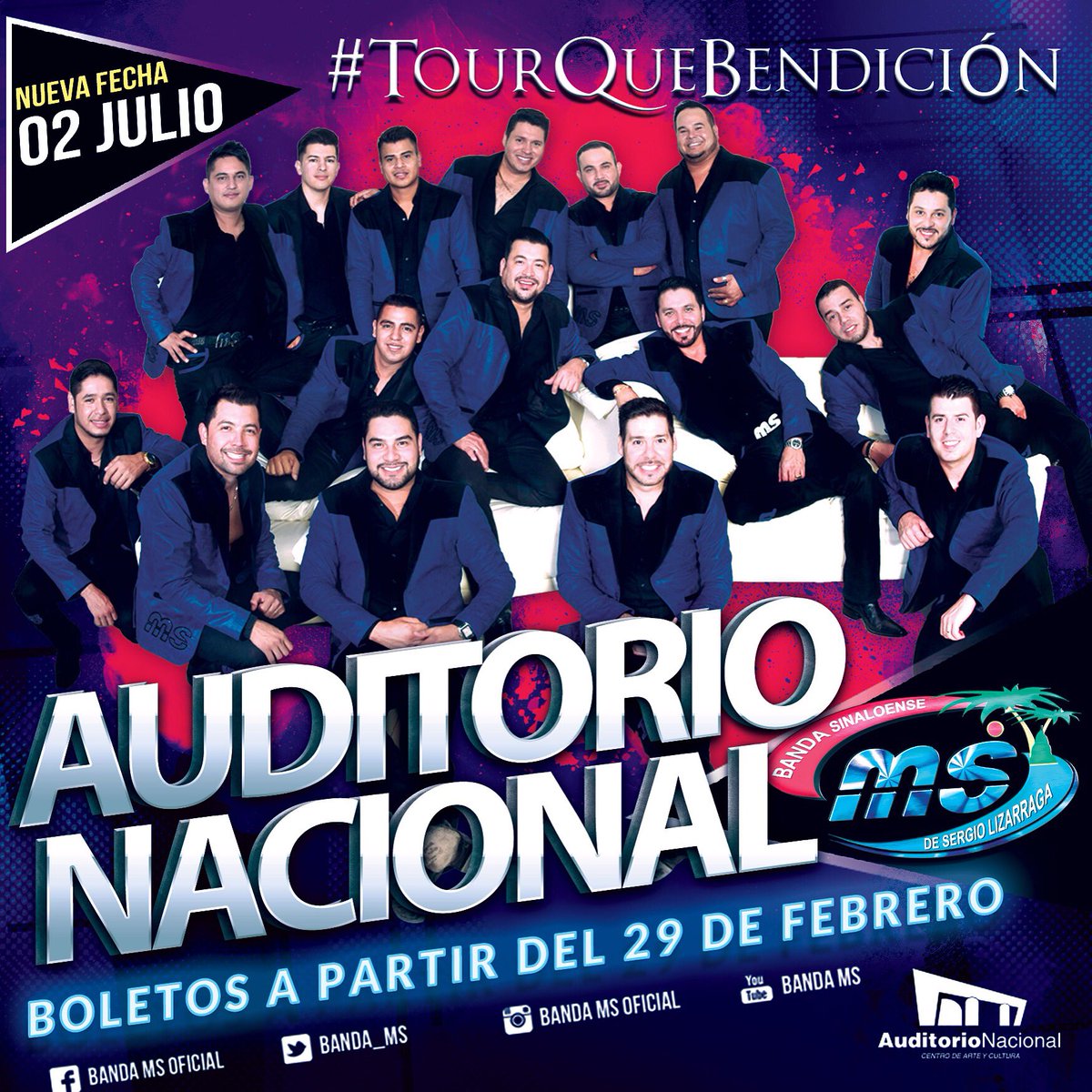 BANDA_MS's tweet photo. Nueva fecha para el @AuditorioMx sab. 02 d Julio, boletos a partir d hoy. https://t.co/2J8TocLavN #TourQueBendicion https://t.co/b3B99dn7SJ