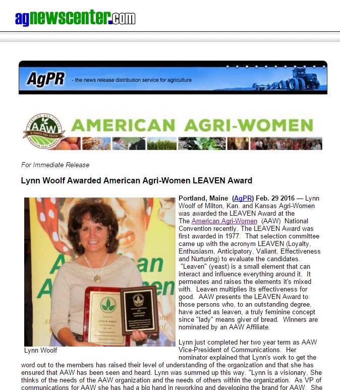 agnewscenter's tweet photo. Congratulations! @LynnWoolf Awarded American Agri-Women LEAVEN Award https://t.co/pt277jK7XF @Women4Ag #womeninag https://t.co/7v0FaVCRBp