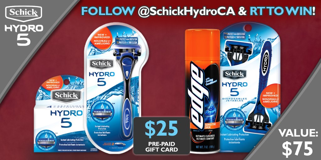 SchickHydroCA's tweet photo. #GIVEAWAY! Follow @SchickHydroCA & RT for a chance to #WIN! Rules: https://t.co/rcO6xoog6y #NoShadowWin https://t.co/Z7ypYNMLIR