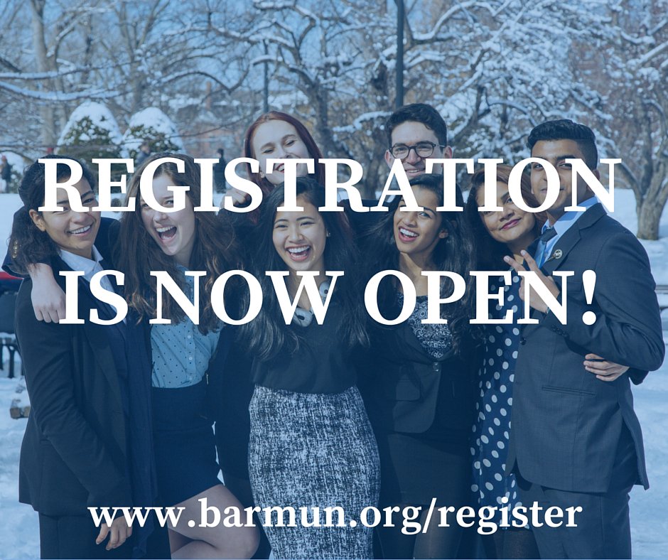 barmunxi's tweet photo. #BarMUNIX registration opens today! Check it out @ https://t.co/x30B88ntpP. We can't wait to see you October 13th! https://t.co/upgYTJjAPt