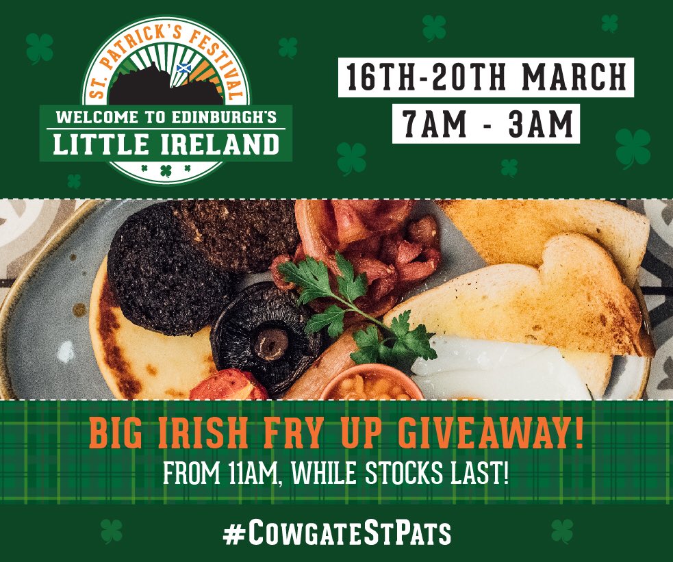 the3sistersbar's tweet image. #CowgateStPats #StPatricks Full info facebook.com/events/1256795… @edinburgh @Scotland4me @CowgateHostel @Edinburghhostel