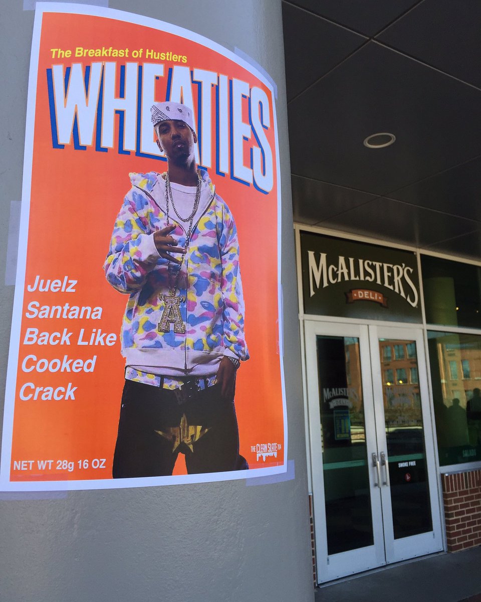 J_Clean's tweet photo. CLEAN SLATE JUELZ WHEATIES POSTERS. ON CAMPUS TODAY. BREAKFAST OF HUSTLERS. @TCS704 

Worldwide. https://t.co/6EQSWDmgJY