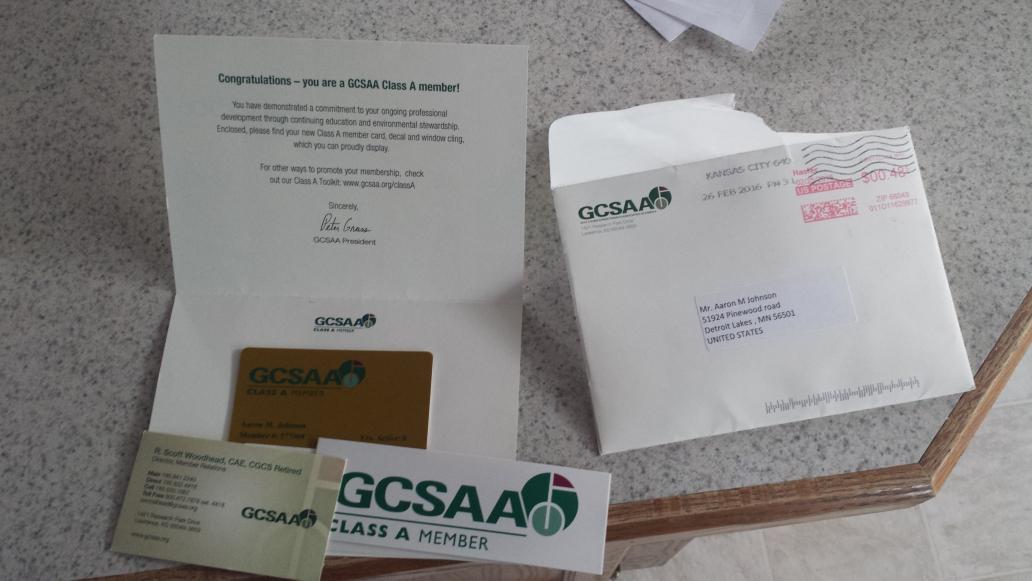 A big thank you to @GCSAA !!! #bestorganizationever