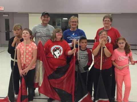 PtboHuskies's tweet photo. Beautiful flags for our Huskies Colour Guard made by @bandladypurple for the @PtboParade ! https://t.co/geRaP2CUYP