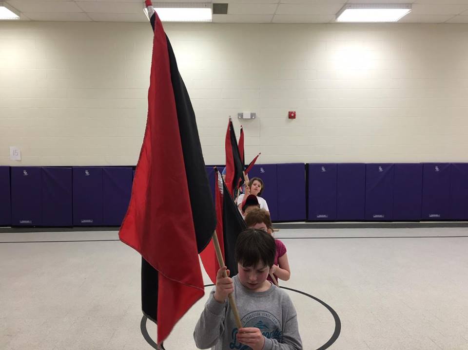 PtboHuskies's tweet photo. Beautiful flags for our Huskies Colour Guard made by @bandladypurple for the @PtboParade ! https://t.co/geRaP2CUYP