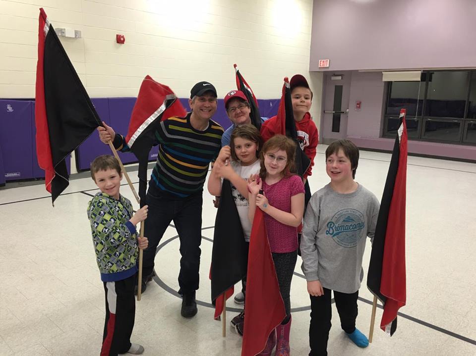 PtboHuskies's tweet photo. Beautiful flags for our Huskies Colour Guard made by @bandladypurple for the @PtboParade ! https://t.co/geRaP2CUYP