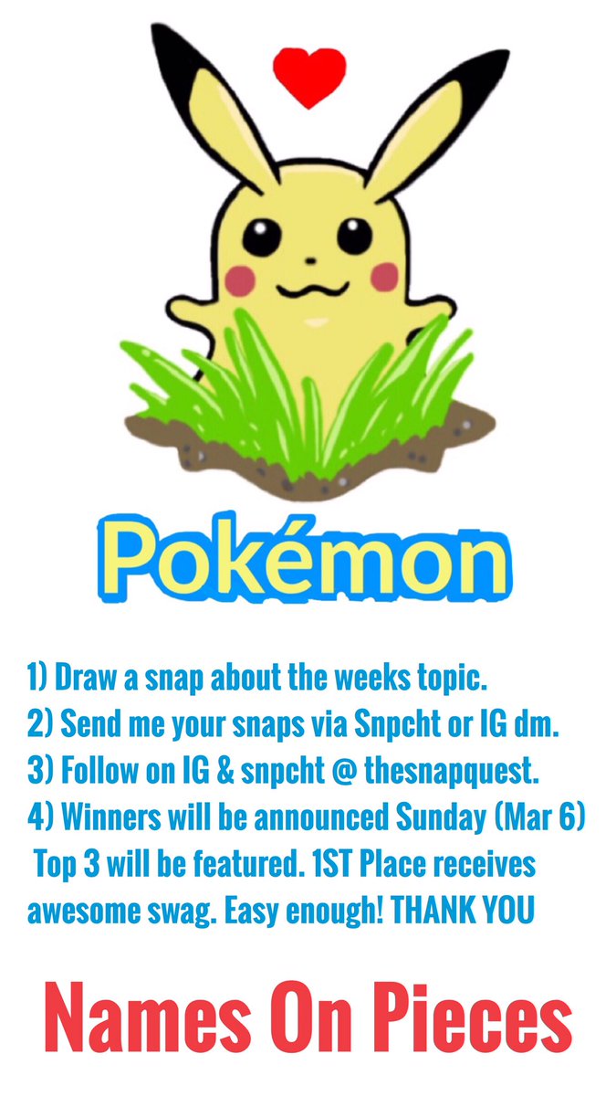 teamsnapquest's tweet photo. New #snapquest challenge: #pokemontrainer check out IG or SC for more info. https://t.co/IJdDU6m1vx