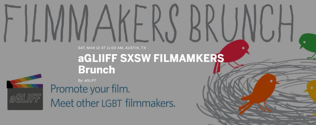RSVPATX's tweet photo. RSVP for: aGLIIFF SXSW Filmakers Brunch – https://t.co/IBunV3JjwE #SXSW #RSVP #UnofficialSXSWGuide #March12th https://t.co/ZJyaexYVCQ