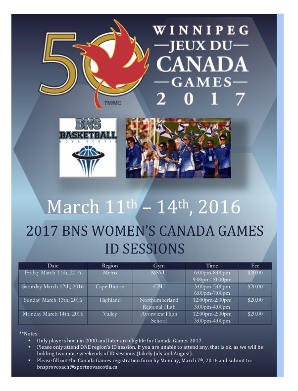 CoachMcLellan's tweet photo. Reminder: Less than a week before registration closes for @BasketballNS #CanadaGamesIDSession https://t.co/1eYGVDDqb6