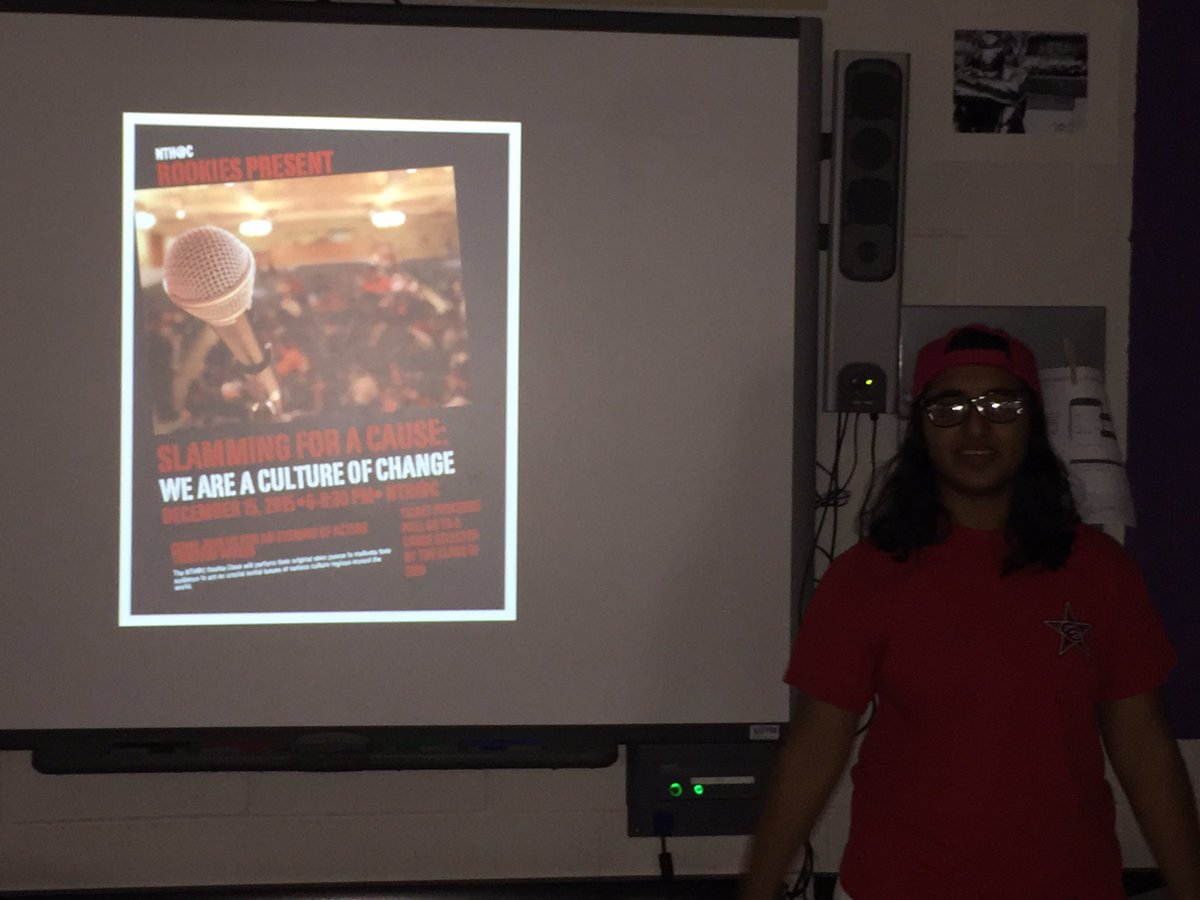 Janelle's tweet photo. Research is crucial to writing says @NewTechCoppell 's @VedaV_NTHC  #boydbence #slammingforacause @thepoetjz https://t.co/cO8Wjt3dZP