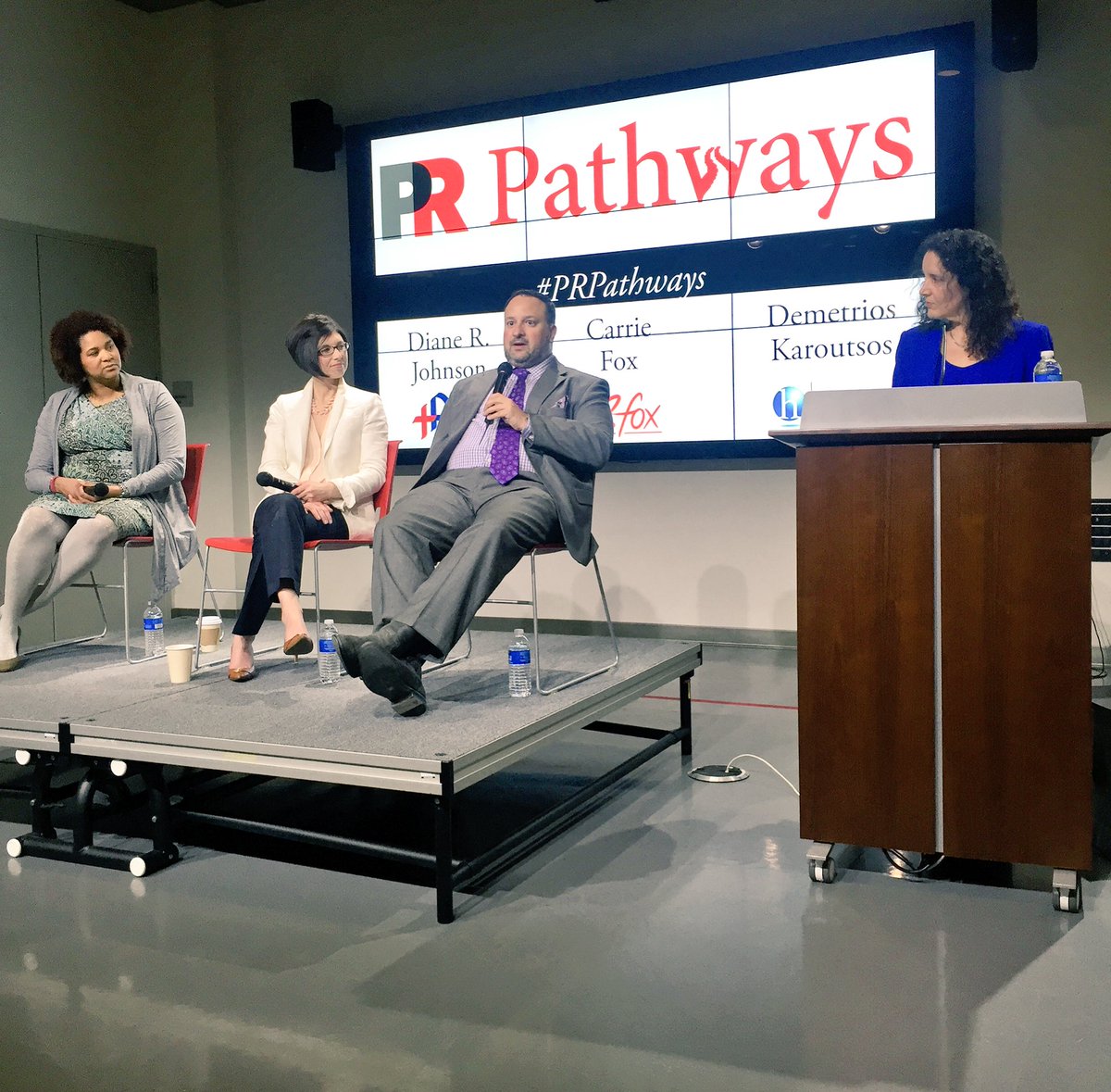 AU_PRSSA's tweet photo. The panelists are introducing themselves &amp; telling students how they wound up in their current position #PRPathways https://t.co/I58NPkPqks
