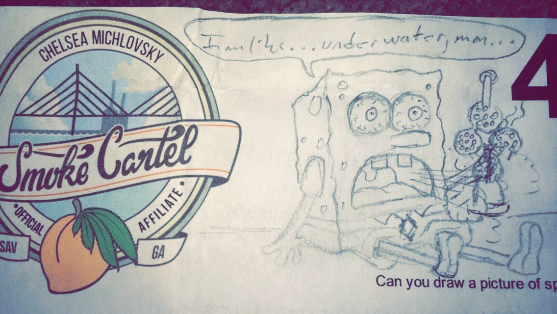 chelloshay's tweet photo. when you write in the comments asking if they can draw a picture of spongebob smoking https://t.co/zcKjtta3ZS