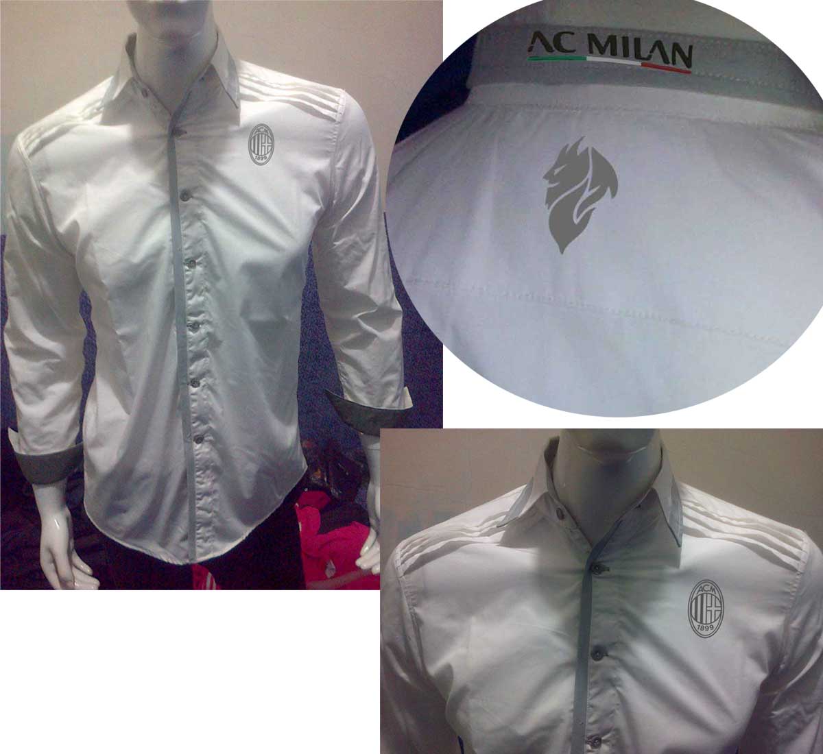 ready Stock Kemeja AC Milan White Logo Grey Size S M L XL XXL, IDR 135K BB 25C1A31A #ForzaMilan
