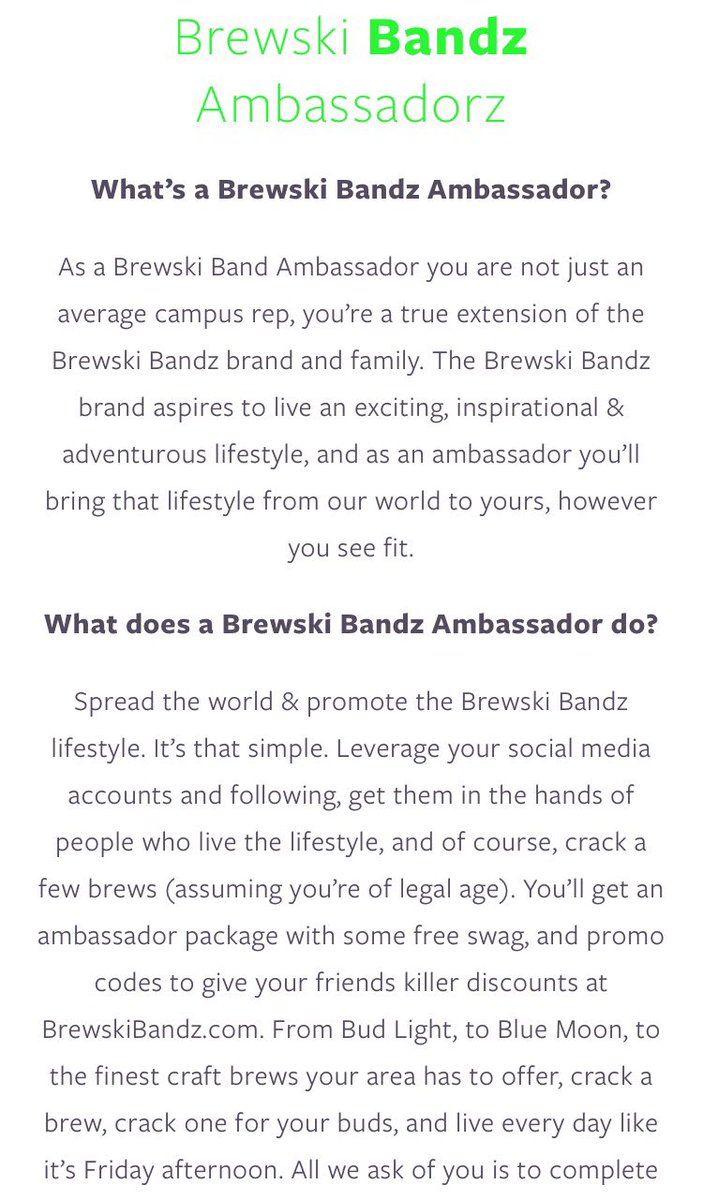 <a href="/BrewskiBandz/">Brewski Promotionz</a> just launched their #campus #ambassador program. Check it out here: BrewskiBandz.com/ambassador