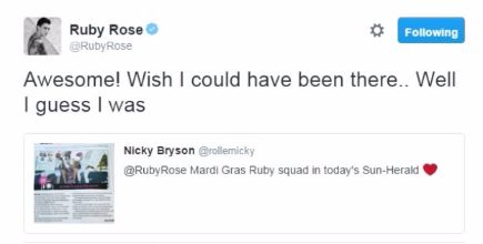 OutStandingNic's tweet photo. ICYMI when @RubyRose wished she was on MY @sydneymardigras Gras squad https://t.co/SXShgDZKJd #gayforRubyRose https://t.co/d7oELgRGLx