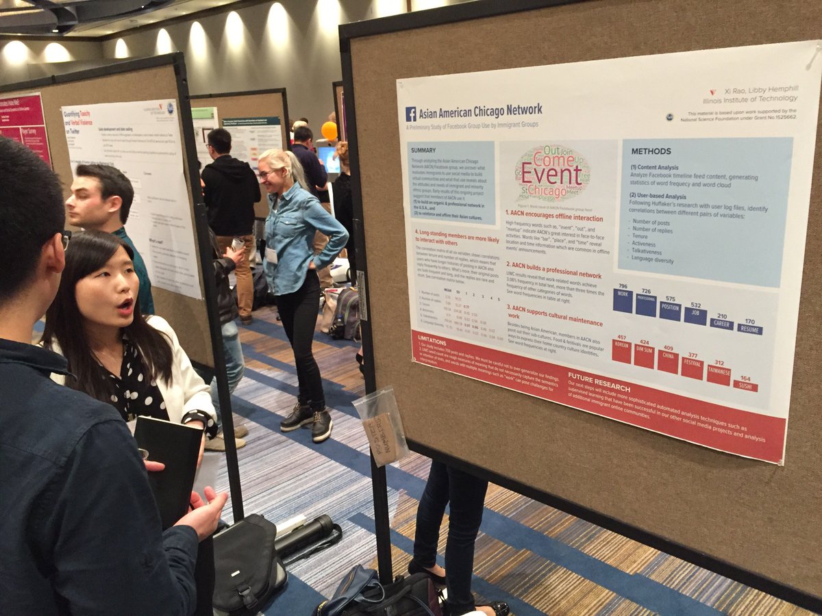 libbyh's tweet image. Students rocking their posters at #CSCW2016 #illinoistech