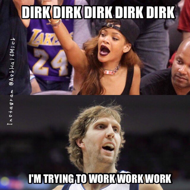 halfmickeymusic's tweet photo. @rihanna be tryin @swish41 like.. #NBAMeme #Share #MondayNight #workWork #lollz #twittermeme #Mavs @mcuban @NBATV https://t.co/ECESKZohdv