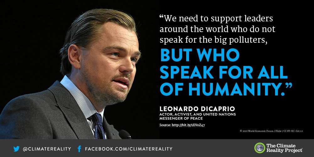 ClimateReality's tweet image. Retweet if you want governments to stand with people instead of Big Polluters! @LeoDiCaprio #Oscars