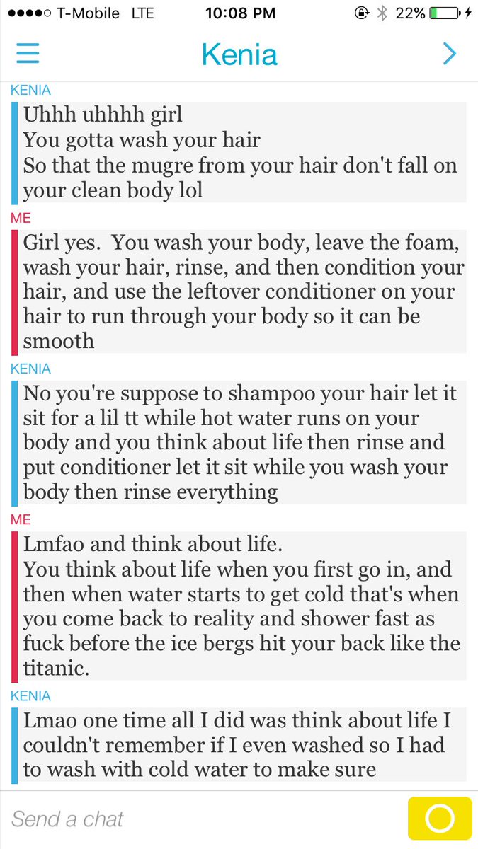 GabrielaBellaa_'s tweet photo. So Kenias question was "when you shower do you wash your hair first or do you wash you body first?" And I said body. https://t.co/Nj3hGmKu5c