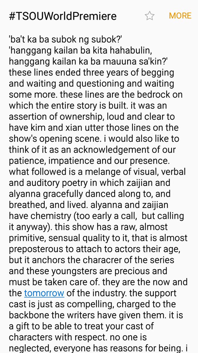 paoacflores's tweet photo. #TSOUPagkakaibigan 
TSOUWorldPremiere thoughts. https://t.co/1oGVP8KXrb
