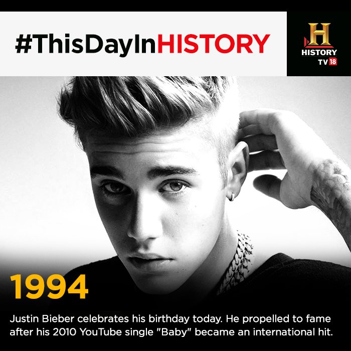 ThisDayInHistory 1994 - Pop sensation Justin Bieber was born