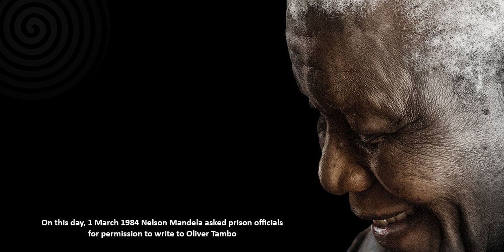 NelsonMandela's tweet photo. On this day, 1 March 1984 #NelsonMandela asked prison officials for permission to write to #OliverTambo https://t.co/K4n37FdWga