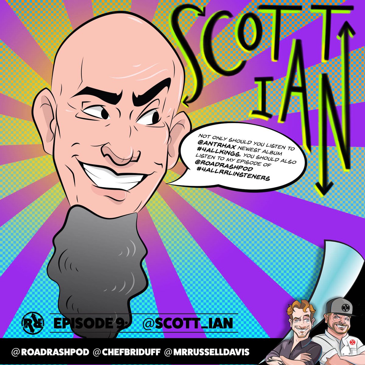 RoadRashPod's tweet photo. Tonight's episode of @RoadRashPod will ft. guest @Scott_Ian of @Anthrax to discuss travel + new album #4allkings !!! https://t.co/z0dsuaXvtQ