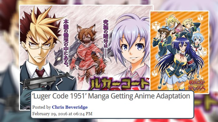 Fake_Smile92's tweet photo. مانغا #LugerCode1951 تحصل على انمي
سيصدر في الخريف، وهي احد اعمال مانغاكا #MedakaBox https://t.co/M1NFeG61ww