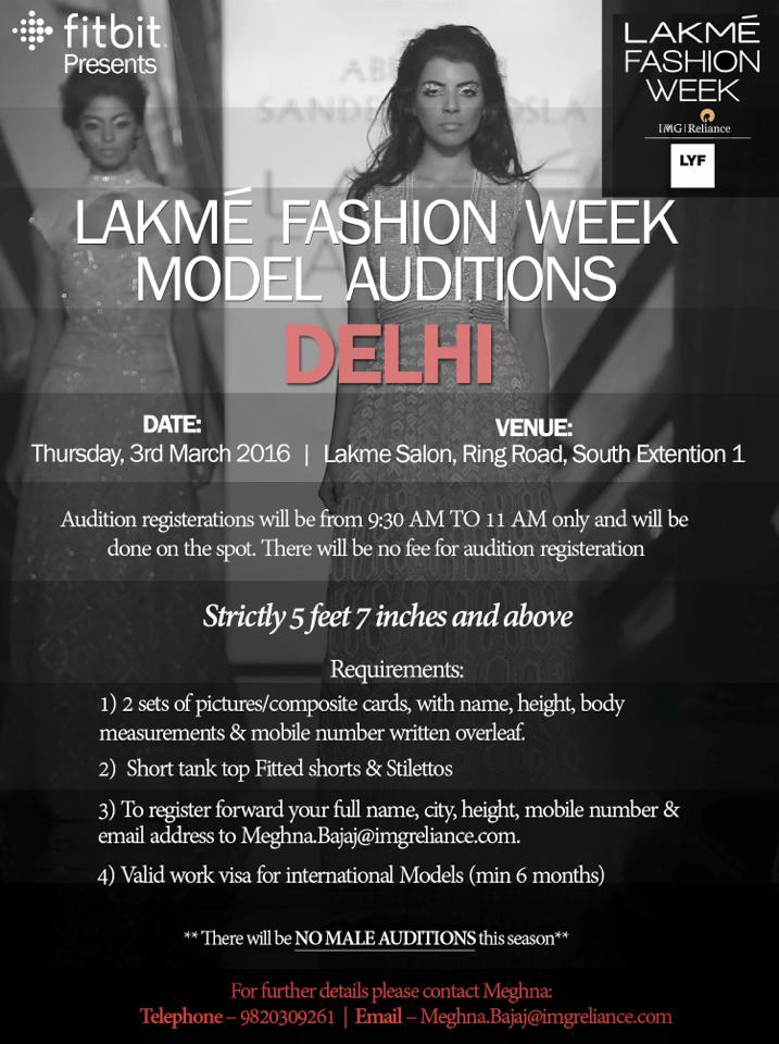 LakmeFashionWk's tweet photo. #RampAlert Open call for Female Model Auditions (Indian & International Models).
3rd March 2016 at Delhi. https://t.co/sJxxvbUxLU