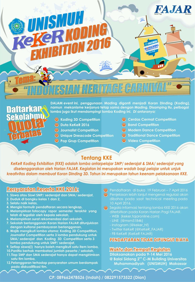 zetizen_fajar's tweet photo. Yuk daftarin sekolahmu di UNISMUH KKE 2016 #UNISMUHKKE2016 #KeKeR https://t.co/vAdxOKxm3X