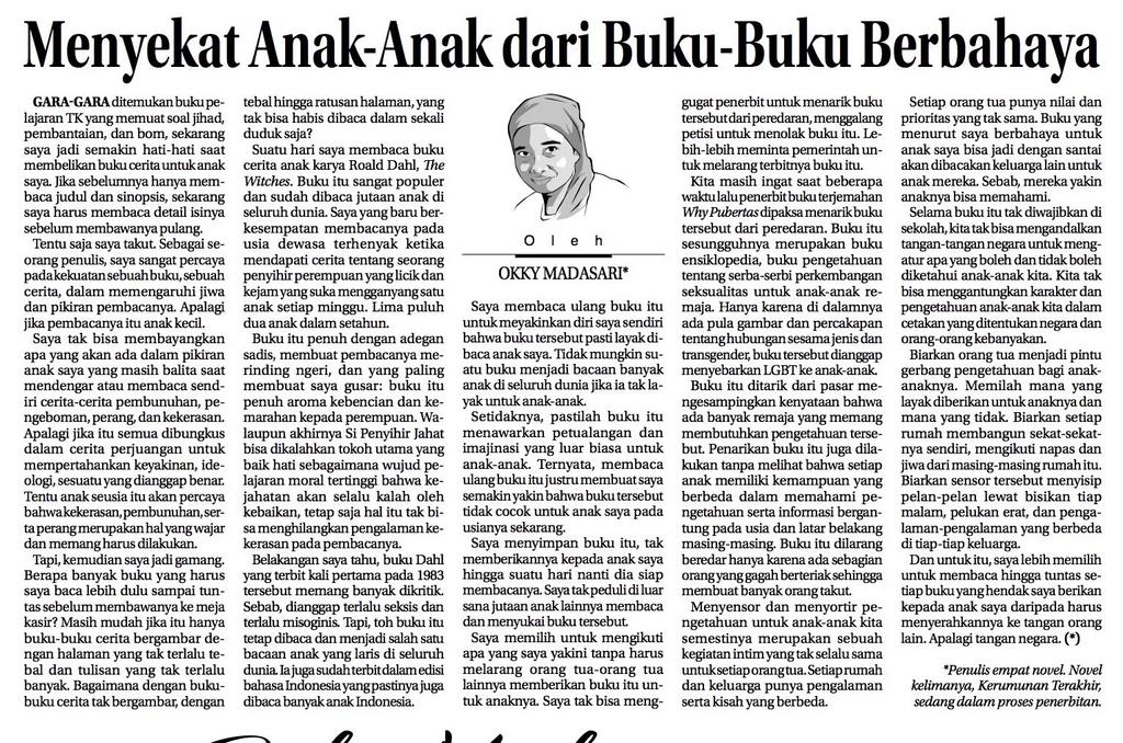 Tulisan saya di Jawa Pos. Ttg sensor buku, sensor acara TV, dan sensor2 lainnya.