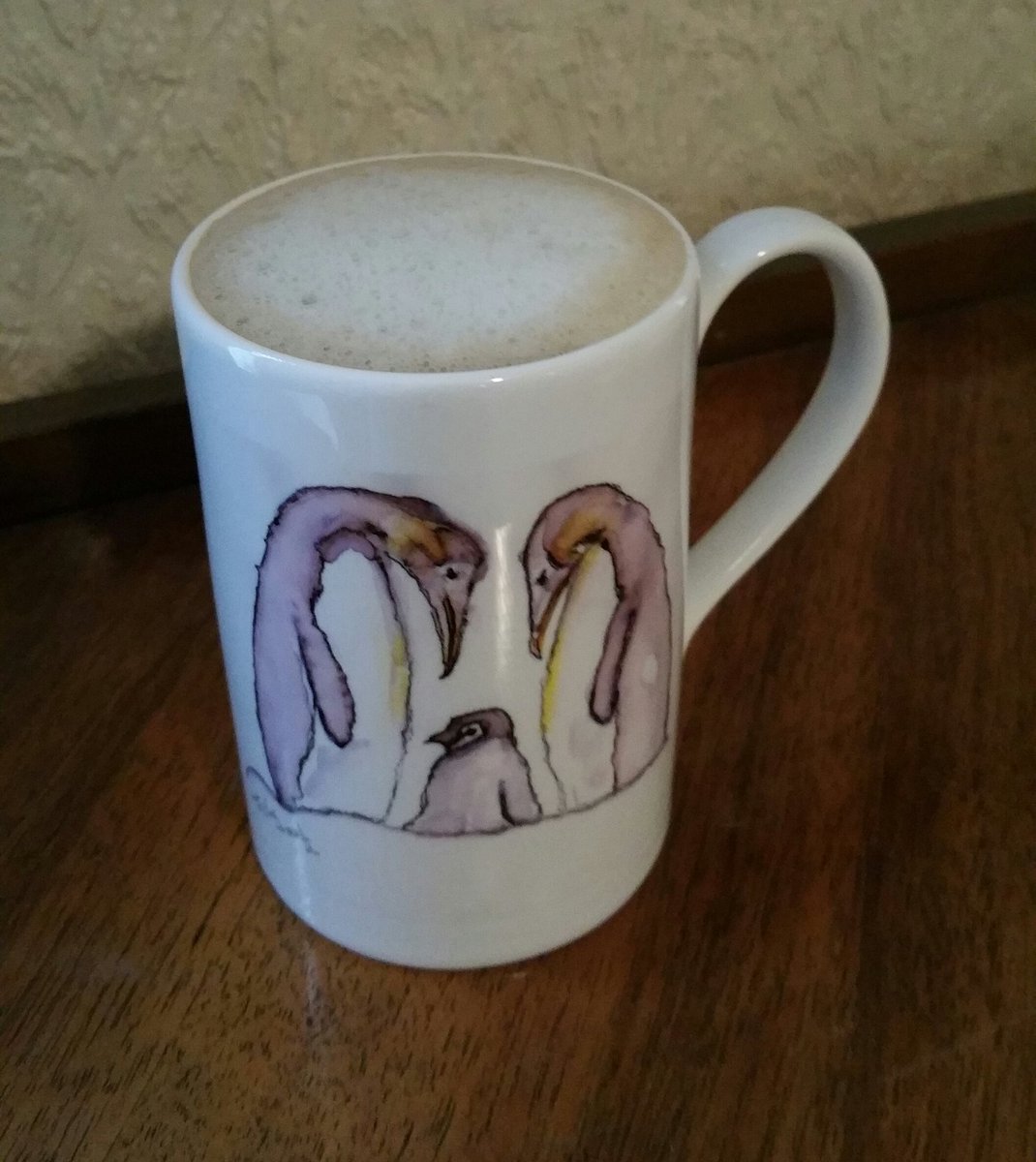 trishaewood's tweet photo. Mmmmm. Cant beat froffy coffee in my own design bone china mug.....#art #Penguins #bonechina #beautifulpresent https://t.co/4wTvuWYC7r