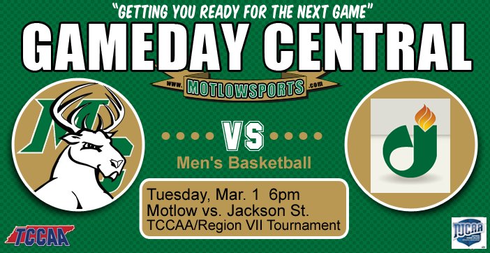 MotlowSports's tweet photo. GAMEDAY! Motlow Bucks face Jackson St. at 6pm in quarters of #TCCAA/RegionVII Tournament in Gallatin. #Motlow2016 https://t.co/OR0y5kGYpz