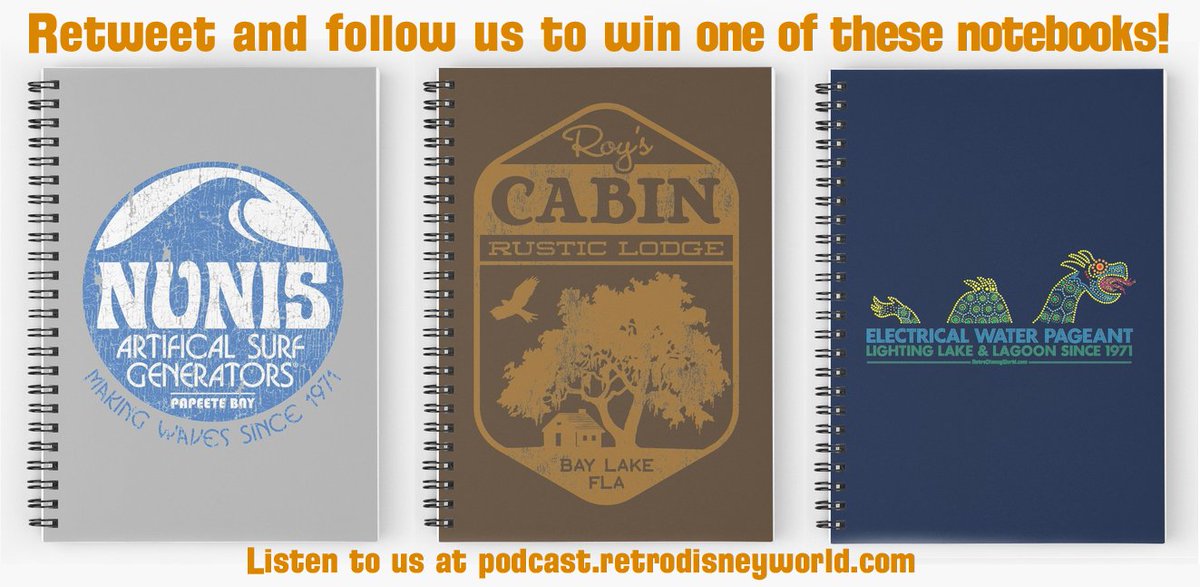 Final call! RT and follow us to win one of these <a href="/RetroWDW/">RetroWDW.com</a> designed notebooks! Winners to be picked in 2 hours!