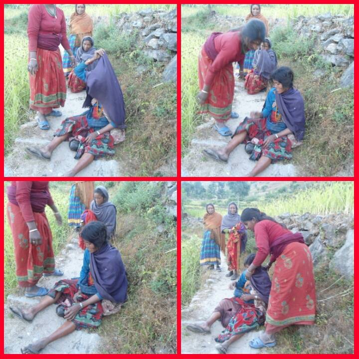 rajenraj331's tweet photo. it is a picture of woman giving birth to a baby in Bajura district. Think some thing https://t.co/86lp0O63r6