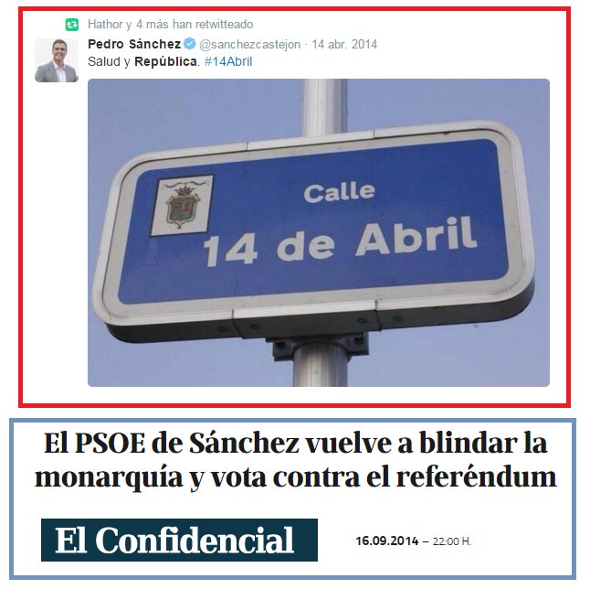 ecorepublicano's tweet photo. Pedro Sánchez, mucha "Salud y República"... pero votamos contra el referéndum no vaya a ser que salga República. https://t.co/xpLLDZiycD