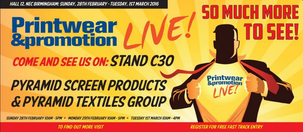 CPS1982uk's tweet photo. We've had our breakfast and we're ready for day 2 of #pandplive2016 with @PyramidScreen on stand C30. #screenprining https://t.co/hLCLFFbEeU