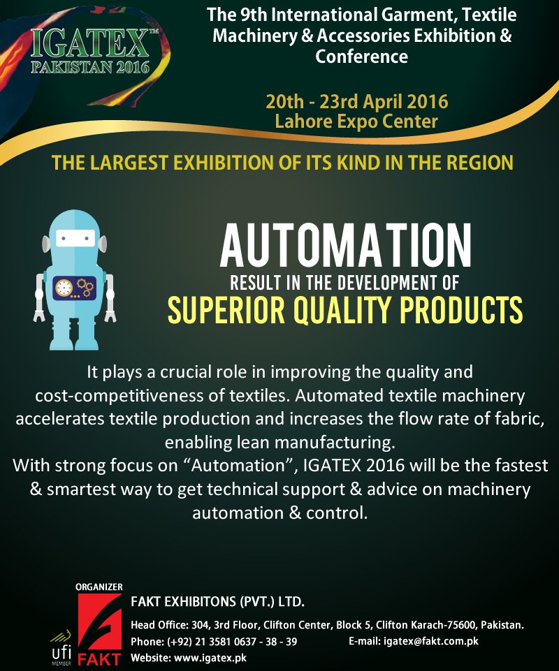 Igatex Pakistan On Twitter Automated Textile Machinery Accelerates Production The Flow Rate Of Fabric Enabling Lean Manufacturing Https T Co 2yo6xsxxpb