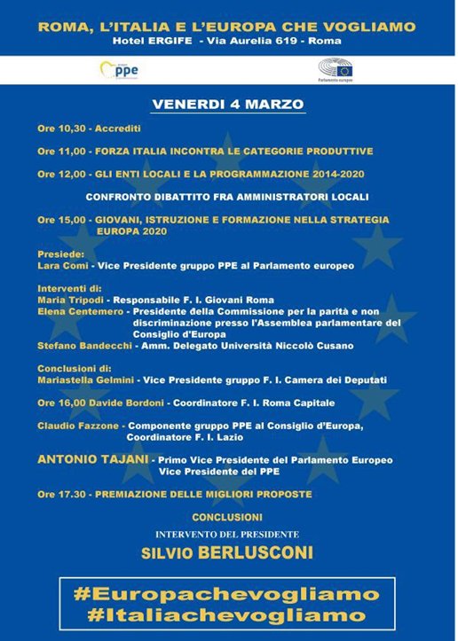 digAiteq's tweet photo. Ven 4 marzo @ForzaItaliaRM e @PPE a #Roma per parlare di giovani,formazione e #lavoro.Conclusioni di @sberlusconi16 https://t.co/i0Wwg7HkiK